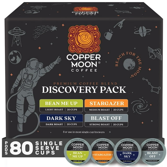 Copper Moon Coffee Variety Roast Coffee Pods, Discovery Pack, 80 ct.