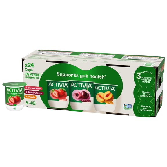 Activia Probiotic Lowfat Yogurt Variety Pack, 4 oz., 24 ct.