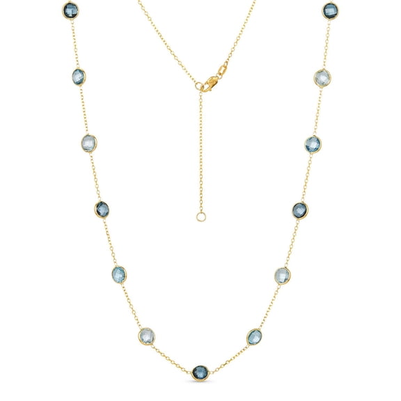 Multi Gemstone Station Necklace in 14K Gold