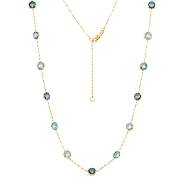 Multi Gemstone Station Necklace in 14K Gold