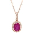 thumbnail image 1 of Oval Cut Genuine Gemstone & 0.11 CT. T.W. Diamond Halo Pendant Necklace in 14K Gold, 1 of 4