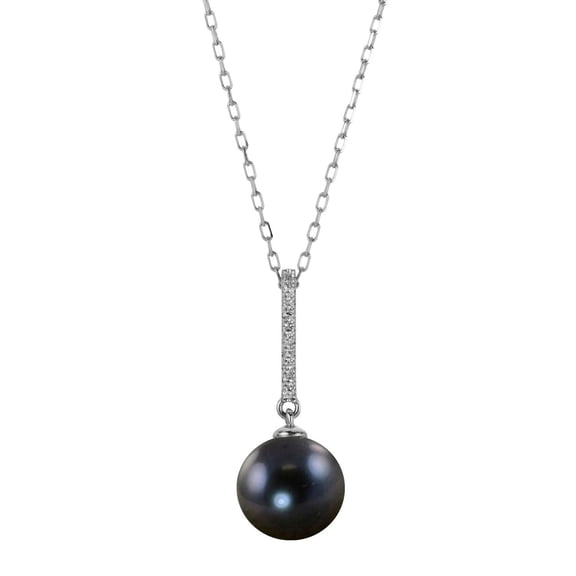 Cultured Freshwater Pearl and 0.04 CT.T.TW. Diamond Pendant Necklace in 14K Gold