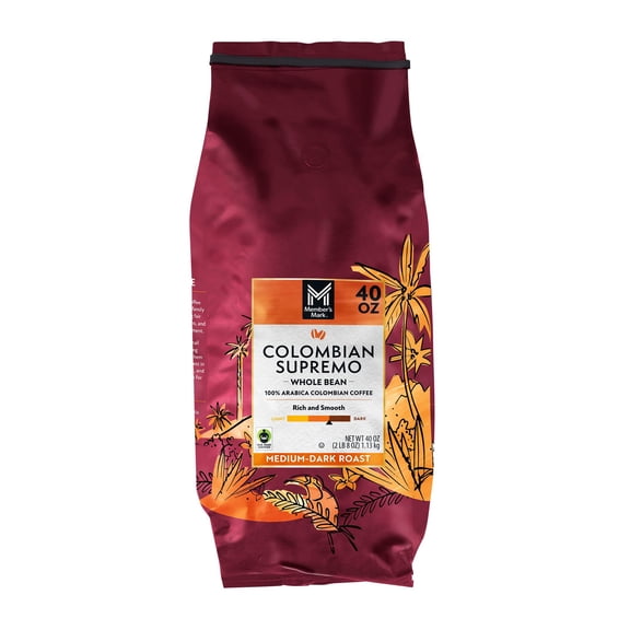 Member's Mark Medium-Dark Roast Whole Bean Coffee, Colombian Supremo, 40 oz.