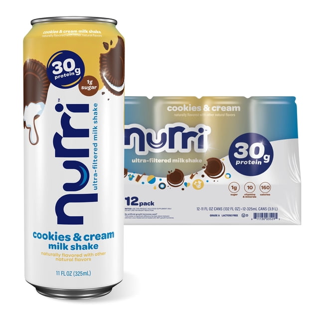 Nurri 30g Protein Cookies & Cream Milk Shake 11 fl. oz., 12 pk.