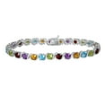thumbnail image 1 of Round Cut Gemstone Swirl Tennis Bracelet in Sterling Silver, 1 of 4