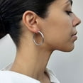 thumbnail image 7 of Italian Diamond Cut Snake Hoop Earrings in Sterling Silver, 7 of 7