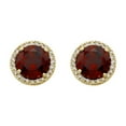 thumbnail image 2 of Round Cut Gemstone & 0.13 CT. T.W. Halo Diamond Stud Earrings in 14K Gold, 2 of 3