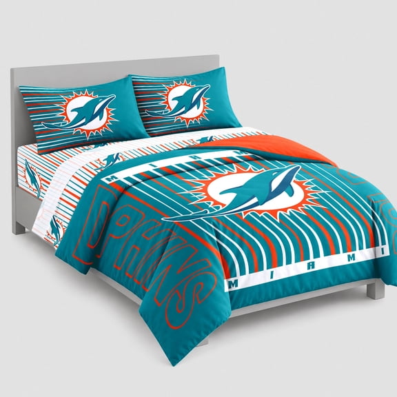 Logo Brands Miami Dolphins Bed-In-A-Bag Set