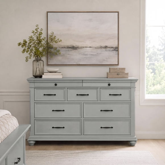 Brooks 9-Drawer Poplar Wood Dresser, Assorted Colors