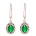 thumbnail image 2 of Oval Cut Genuine Gemstone and 0.16 CT. T.W. Diamond Dangle Earrings in 14K Gold, 2 of 4