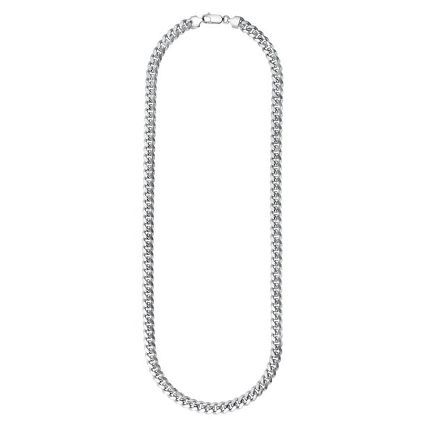 Miami necklace シルバー Polished Miami Cuban Chain Necklace in Sterling Silver, 7mm