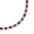 thumbnail image 2 of Emerald Cut Lab Created Gemstone Halo Tennis Necklace in Sterling Silver, 2 of 3