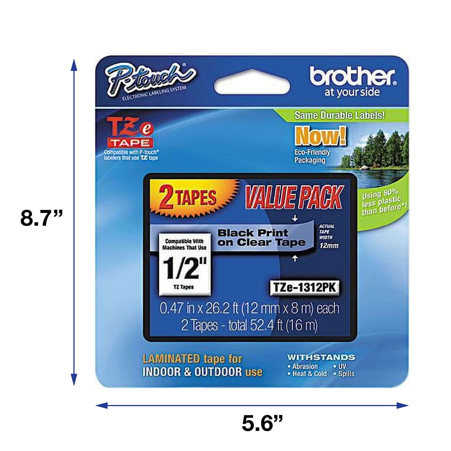 Brother P-Touch TZe Standard Adhesive Laminated Labeling Tapes