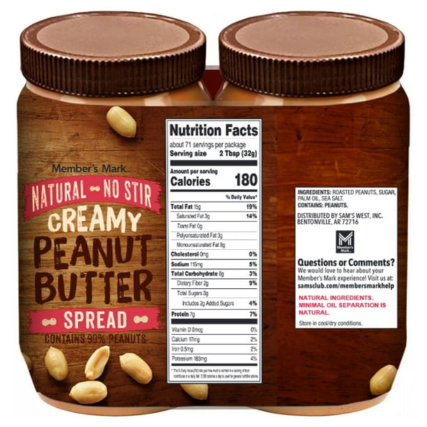 Member's Mark Natural Creamy Peanut Butter, 40 oz., 2 pk.