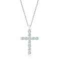 thumbnail image 1 of Lab Created Round Cut Cross Diamond Pendant Necklace in 18K Gold, 1 of 7
