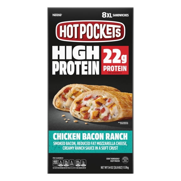 Hot pocket High Protein Chicken Bacon Ranch, Frozen, 6.75 oz., 8 ct.