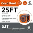 thumbnail image 3 of Link2Home Cord Reel 25' Extension Cord with 3 Power Outlets, 2 USB - 16 AWG Cable, 3 of 10