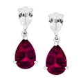 thumbnail image 4 of Pear Cut Lab Gemstone Earring and Necklace Set in Sterling Silver, 4 of 7