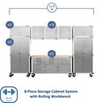 thumbnail image 3 of Seville Classics UltraHD 8-Piece Steel Garage Cabinet Storage Set with Rolling Workbench, 12' Wide, 3 of 22