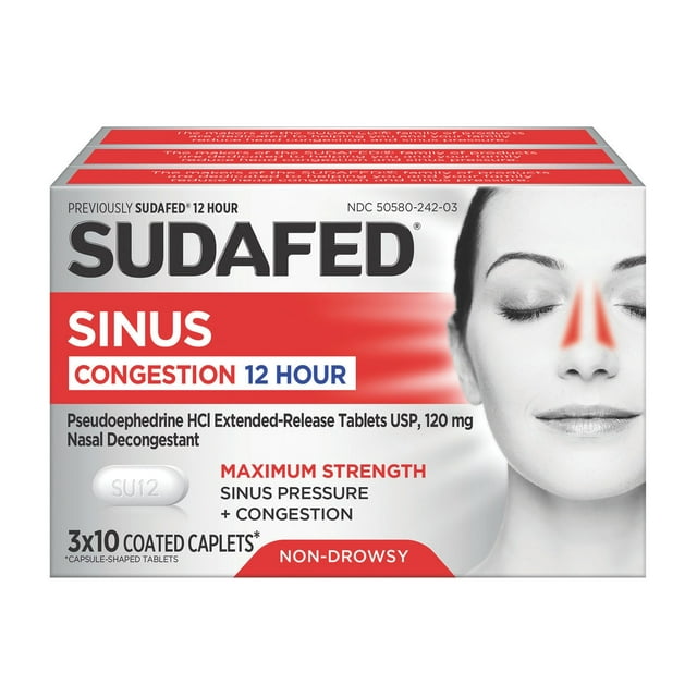 SUDAFED SINUS CONG 12 HR PSE CPL 30CT