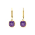 thumbnail image 1 of Cushion Cut Gemstone Bezel Set Dangle Earrings in 14K Gold, 1 of 6