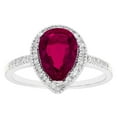 thumbnail image 1 of Pear Cut Lab Created Gemstone & 0.19 CT. T.W. Diamond Ring in 14K Gold, 1 of 4
