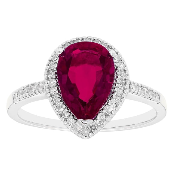 Pear Cut Lab Created Gemstone & 0.19 CT. T.W. Diamond Ring in 14K Gold
