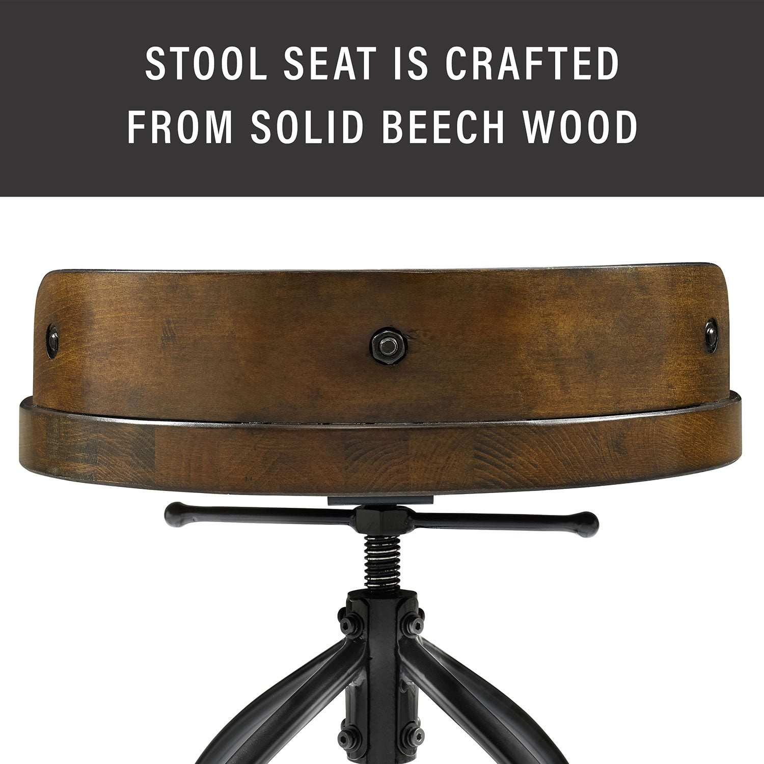 Crosley Furniture Edison Adjustable Height Swivel Stool, Natural