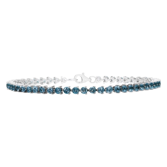 Lab Created Round Cut Gemstone Tennis Bracelet in Sterling Silver