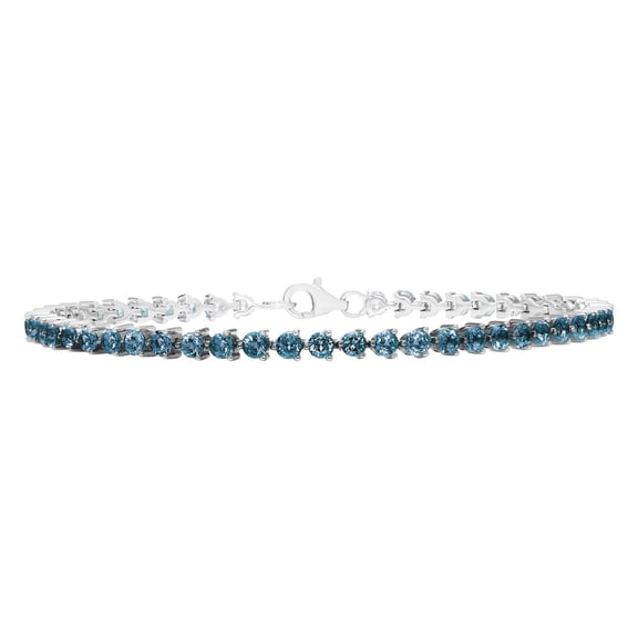 Lab Created Round Cut Gemstone Tennis Bracelet in Sterling Silver