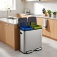 thumbnail image 3 of Simpli-Magic 80 Liter / 21 Gallon Dual Compartment Step Trash Can with Soft-Close Lid, Hands-Free Foot Pedal, Built-In Odor Filter, Silver Recycling Bin (40L plus 40L), 3 of 9