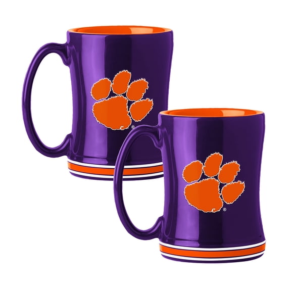 Logo Brands Clemson Tigers 14oz Relief Mug Set