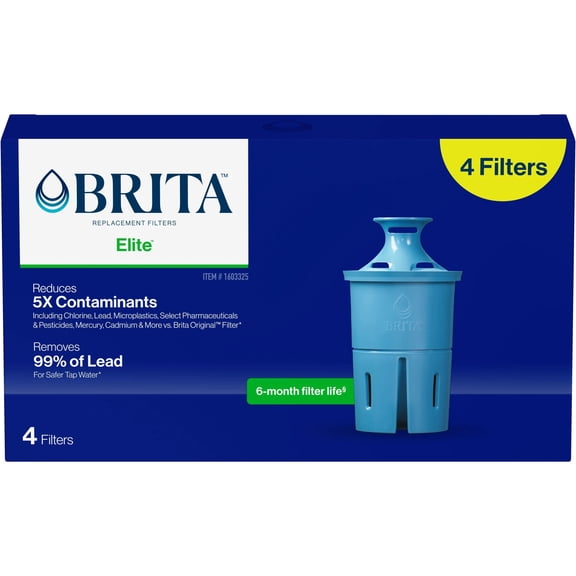 Brita Elite Pitcher Replacement Filters Made Without BPA, 4 Count