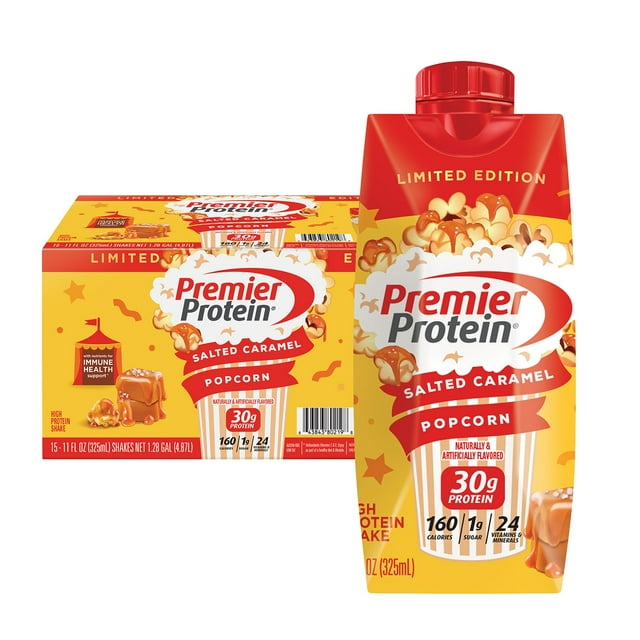 Premier Protein 30g High Protein Shake, Salted Caramel Popcorn, 11 fl. oz., 15 pk.