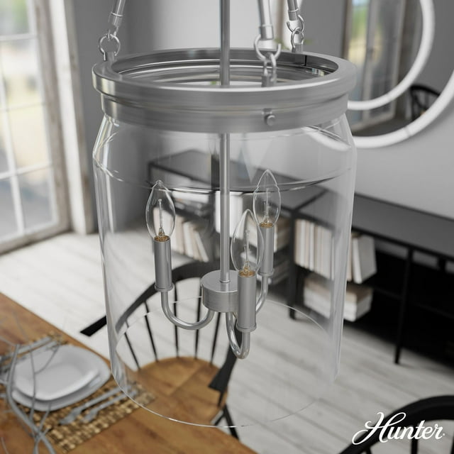 Hunter Devon Park with Clear Glass Pendant Ceiling Light Fixture