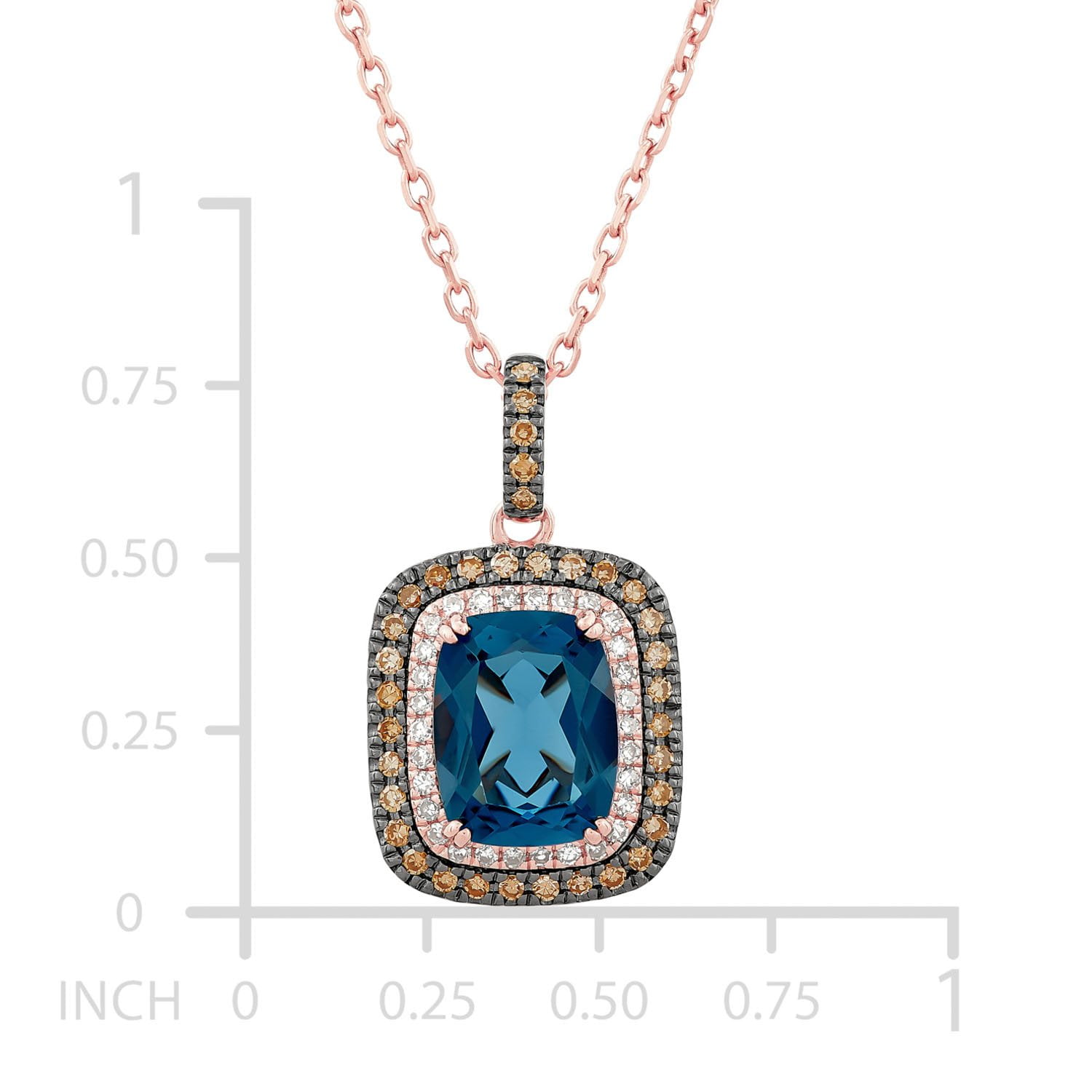 Cushion Cut London Blue Topaz & 0.25 CT. T.W. Diamond Double