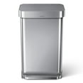thumbnail image 3 of simplehuman 12-Gal Rectangular Step Can with Liner Pocket, Brushed Stainless Steel with Grey Plastic Lid  & Code M Custom-Fit Liners, 60 pack., 3 of 7