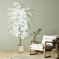 thumbnail image 3 of Faux 72" White Ficus in White Handwoven Basket, 3 of 5