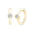 thumbnail image 3 of 0.20 CT. TW. Diamond Bezel Huggie Hoop Earrings in 14K Gold, 3 of 7