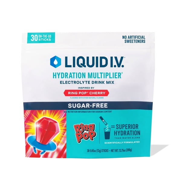 Liquid IV Sugar Free Hydration Multiplier Electrolyte Powder Ring Pop, 30 pk.