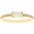 thumbnail image 1 of Baguette Cut Gemstone and 0.10 CT. T.W. Diamond Ring in 14K Gold, 1 of 4