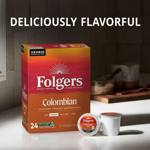 Folgers 100% Colombian Medium Roast Coffee K-Cups - 100 ct