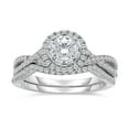 thumbnail image 1 of 0.95 CT. T.W. Round Cut Halo Diamond Ring & Band Set in 14K Gold, 1 of 5