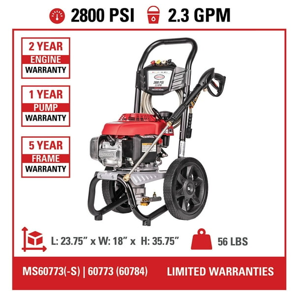 SIMPSON MegaShot 2800 PSI at 2.3 GPM HONDA GCV160 Premium Gas