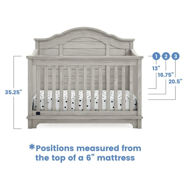Simmons Kids Asher 6-in-1 Convertible Crib with Toddler Rail