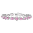 thumbnail image 1 of Multi-Cut Gemstone Halo Tennis Bracelet in Sterling Silver, 1 of 3