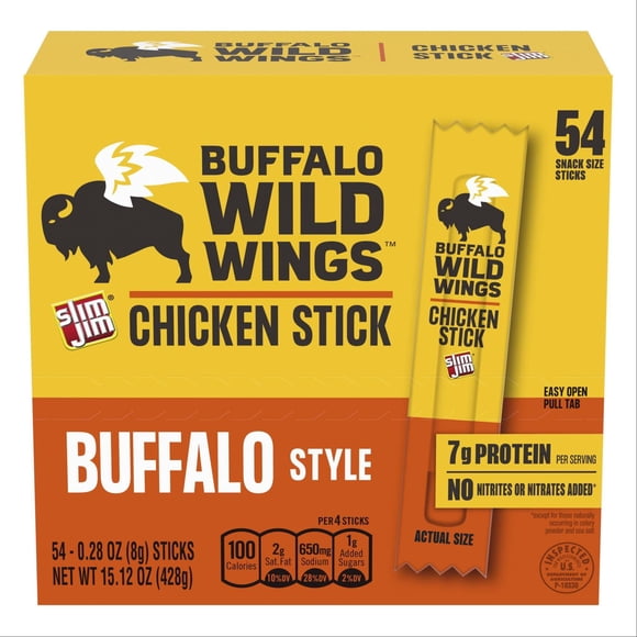 Slim Jim Buffalo Wild Wings Chicken Sticks, Buffalo Style, 0.28 oz., 54 pk.