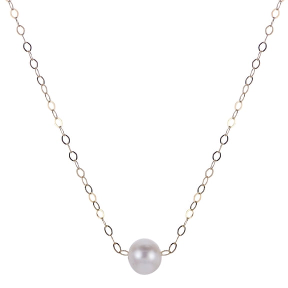 Children's 15" 5-5.5mm Cultured Freshwater Pearl Solitaire Necklace in 14K Gold