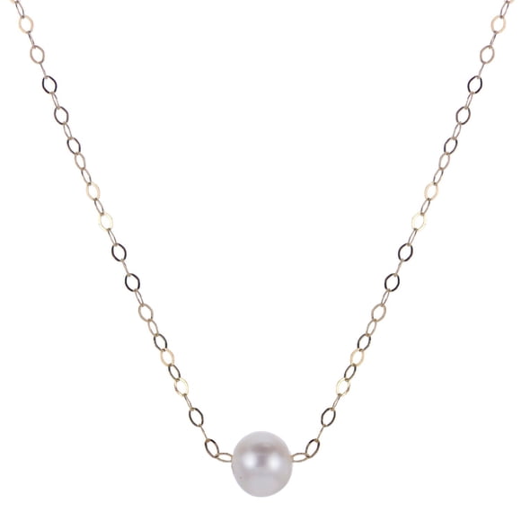 Children's 15" 5-5.5mm Cultured Freshwater Pearl Solitaire Necklace in 14K Gold