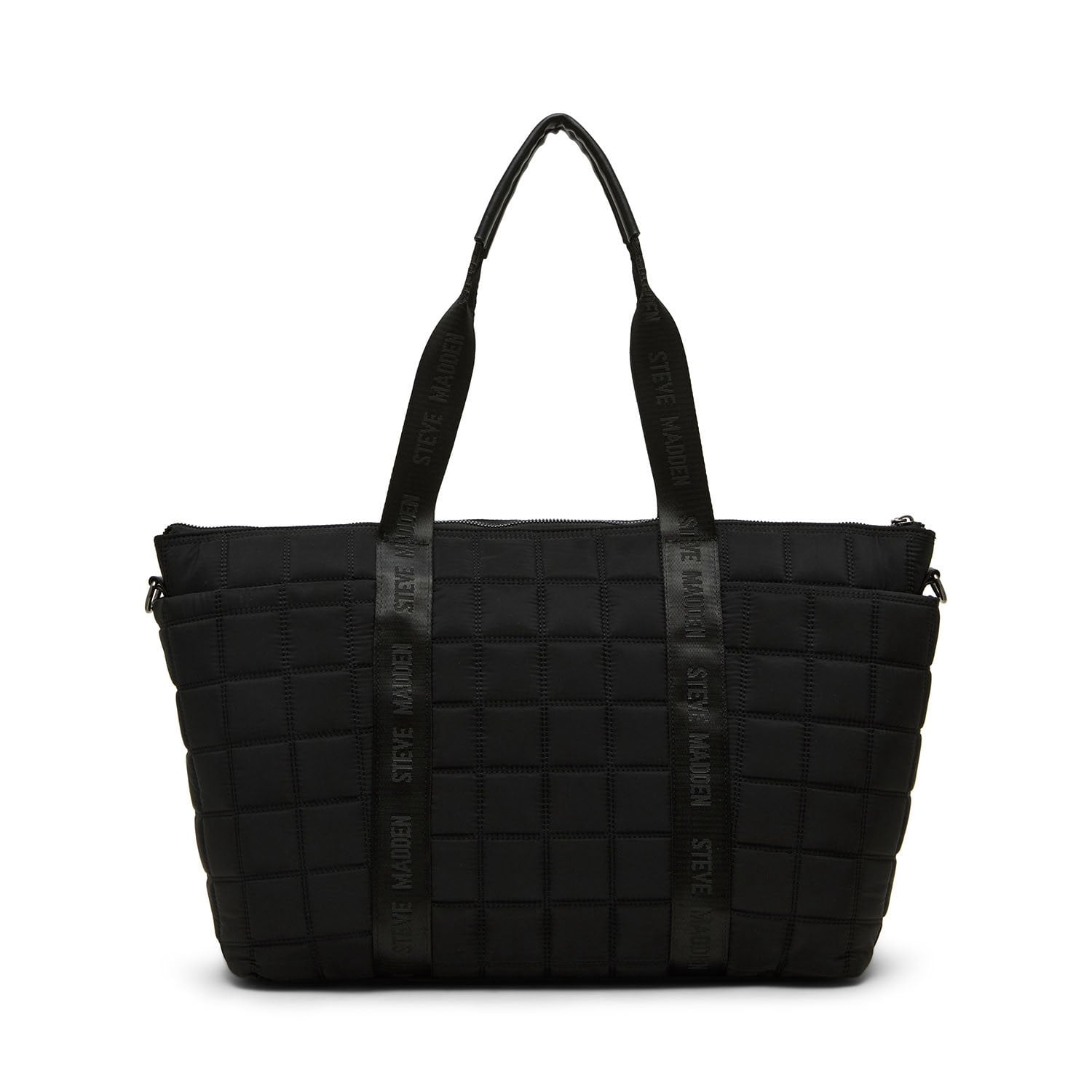 Steve Madden Brue Black Tote Bag. LEILANI Bag Black Large Tubular Shoulder Strap Charm Tote  main image 2